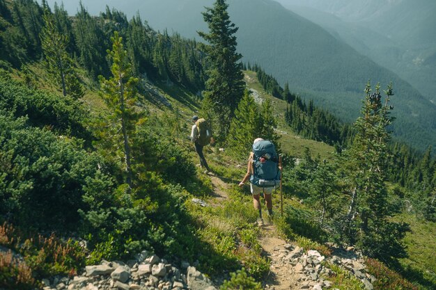 Couple hikers in Backpacking North Cascades