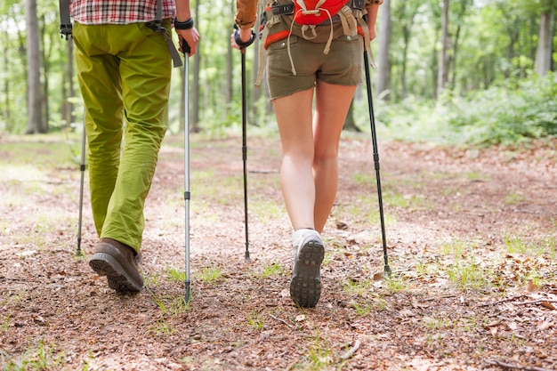 Couple hiking in forest