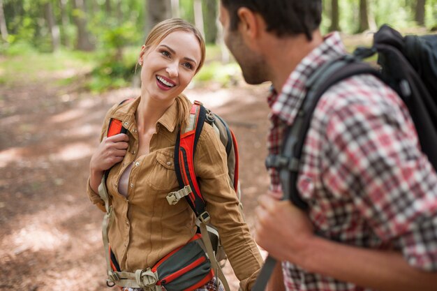 Couple hiking in the forest