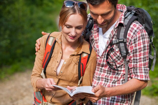 Couple hiking in the forest