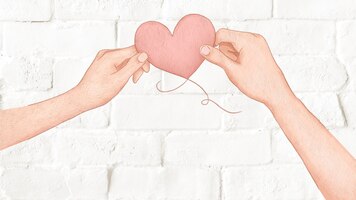 Couple holding heart balloon for valentine’s day illustration