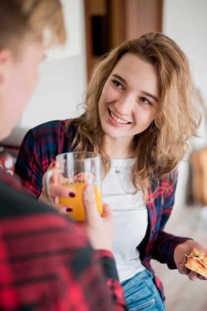 Couple at home eating