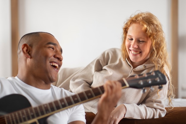 Couple at home enjoying life