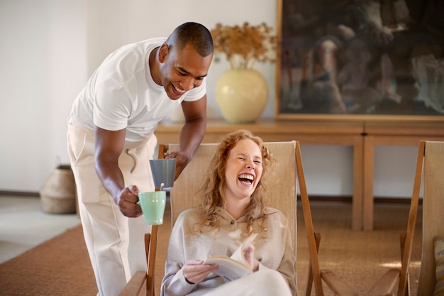 Couple at home enjoying life