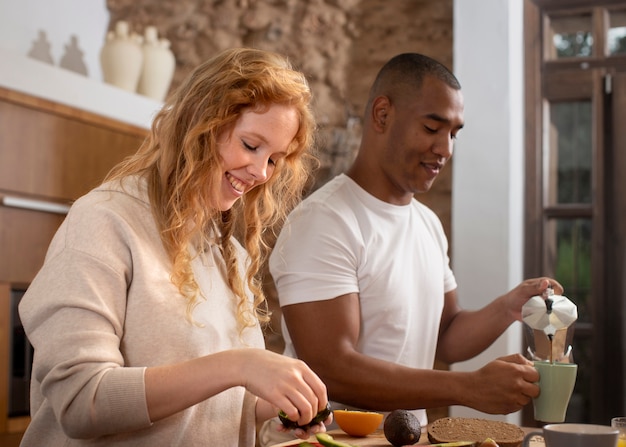 Free photo couple at home enjoying life