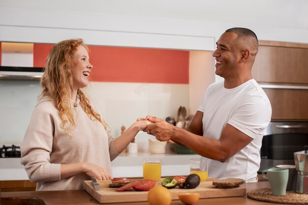 Couple at home enjoying life