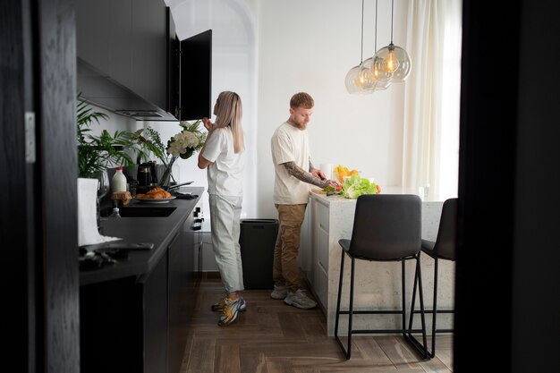 Couple at home spending time together