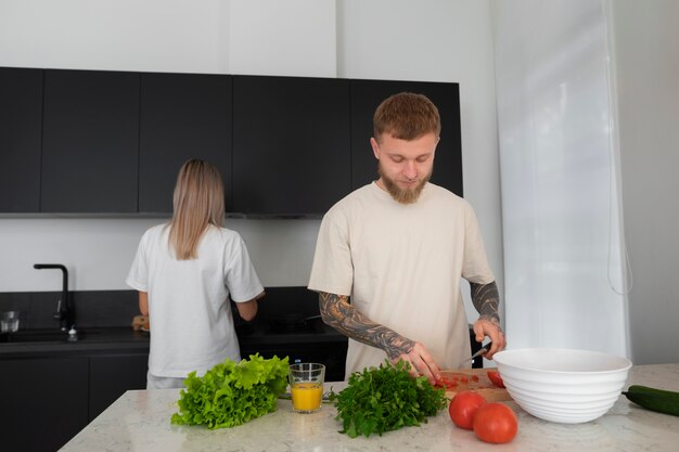 Couple at home spending time together