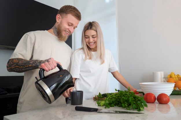 Couple at home spending time together