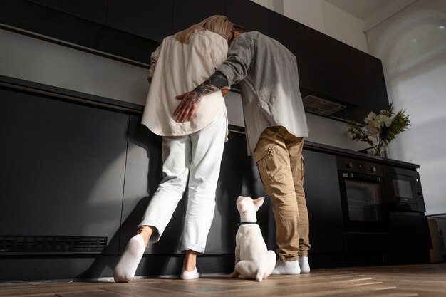 Couple at home spending time together