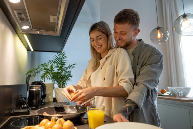 Couple at home spending time together