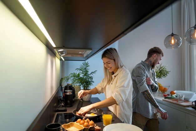 Couple at home spending time together