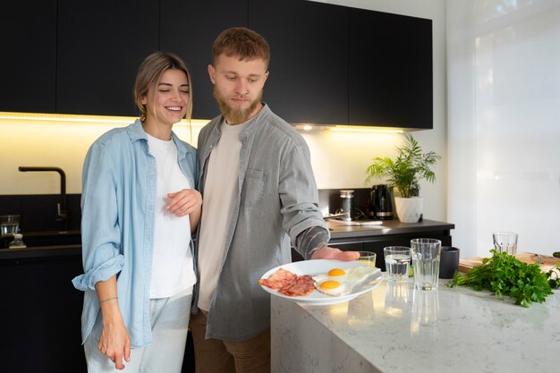 Couple at home spending time together