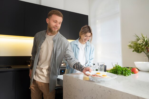 Couple at home spending time together