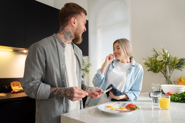 Couple at home spending time together