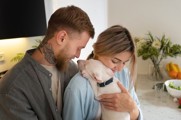 Couple at home spending time together