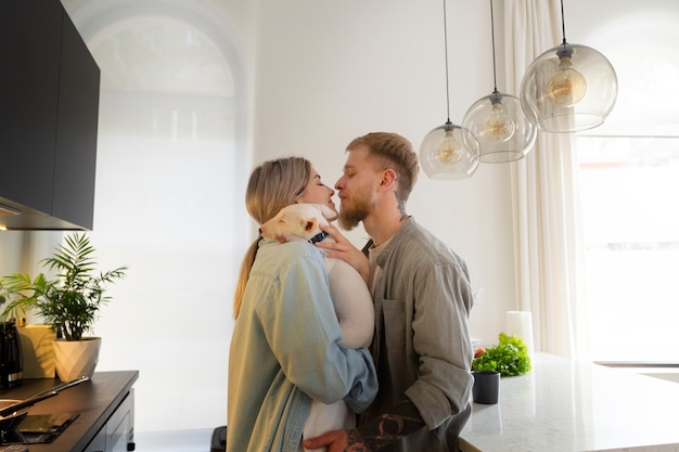 Free photo couple at home spending time together