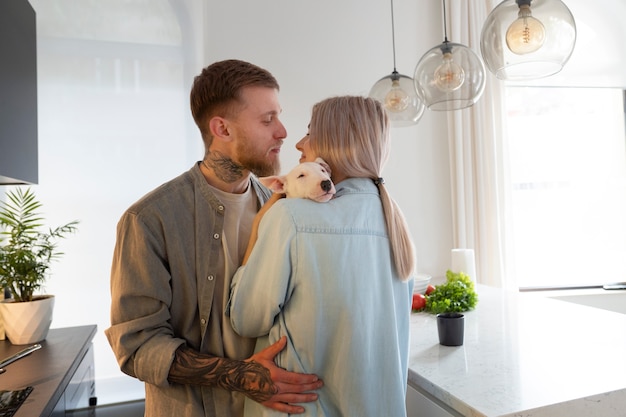 Free photo couple at home spending time together