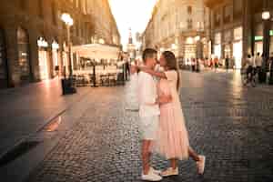 Free photo couple on honeymoon in milan