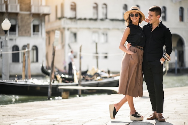 Couple on a honeymoon in Venice
