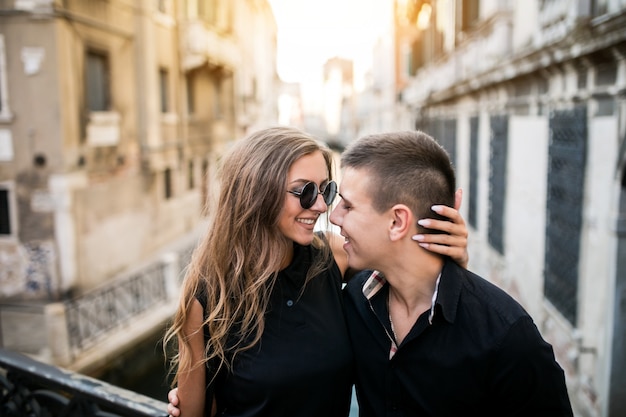 Couple on a honeymoon in Venice