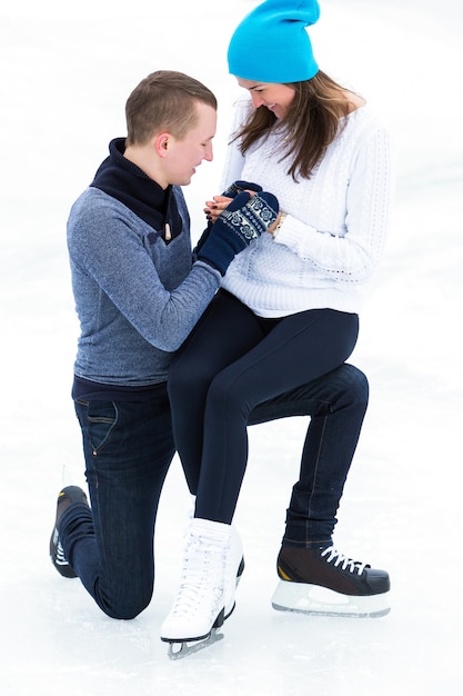 Couple on the ice rink