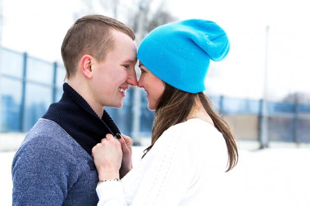 Couple on the ice rink