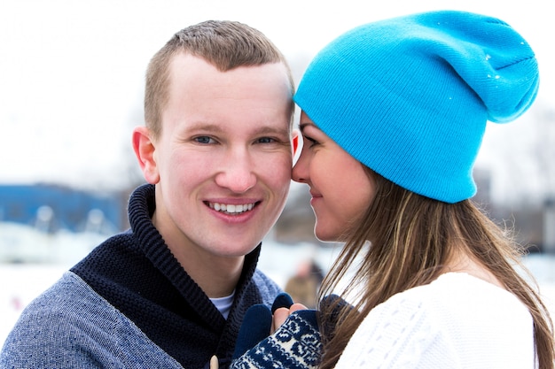 Couple on the ice rink