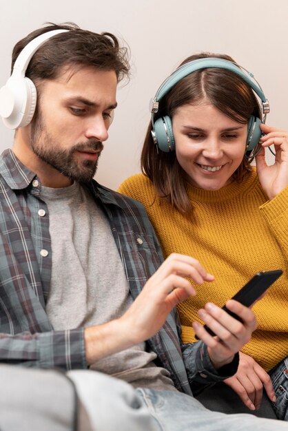 Couple listening music