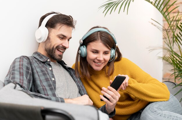 Couple listening music