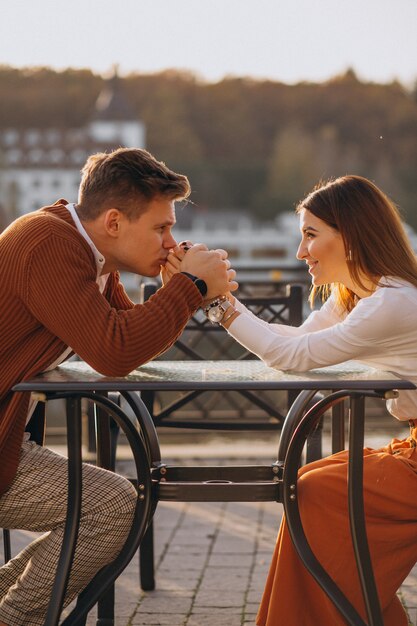 Couple in love by the lake