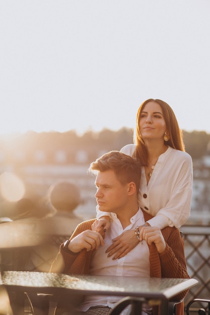 Couple in love by the lake