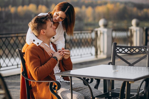 Couple in love by the lake