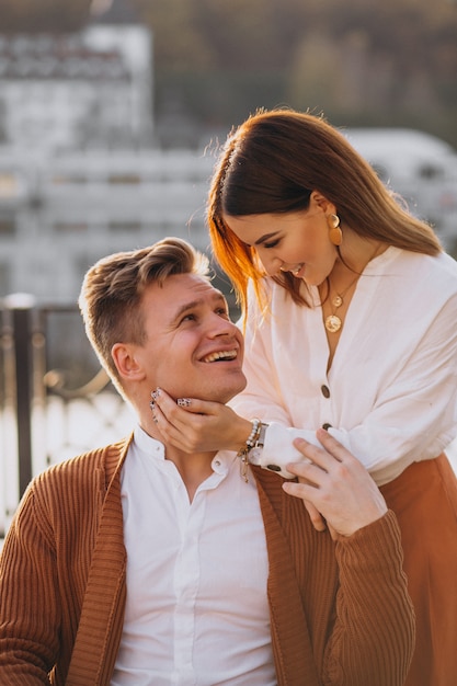 Couple in love by the lake