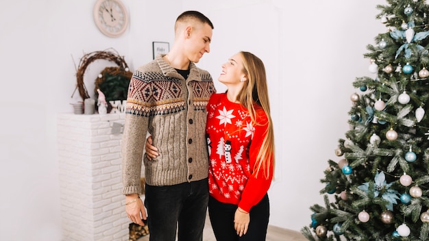 Free photo couple in love celebrating christmas together