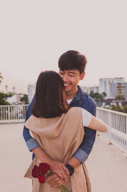 Couple in love hugged