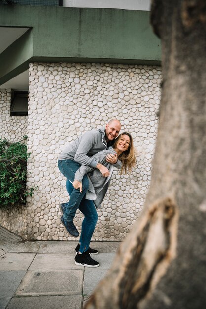 Couple in love outdoors