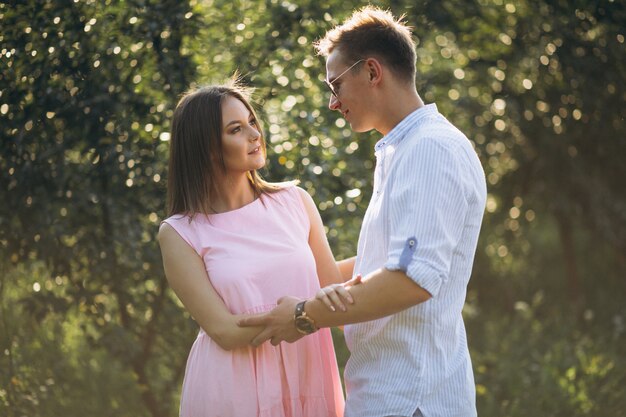 Couple in love in park