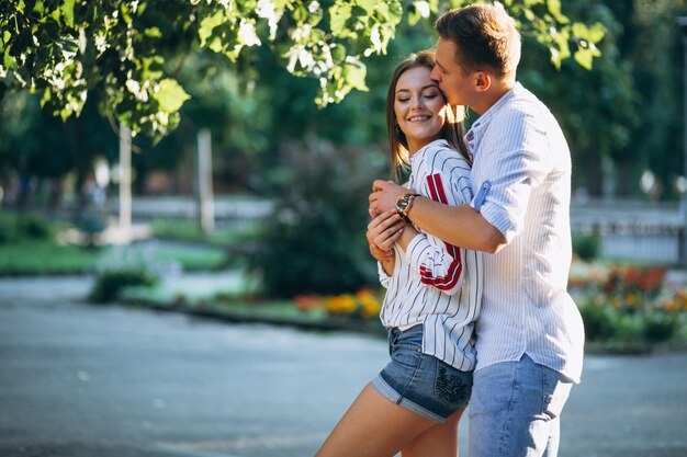 Couple in love in park