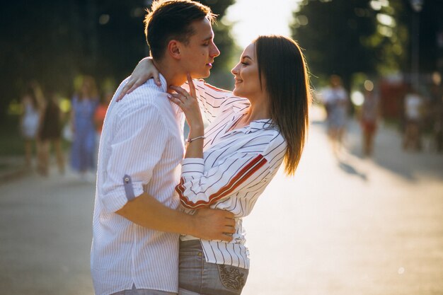 Couple in love in park