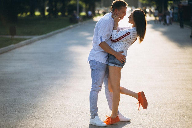 Couple in love in park