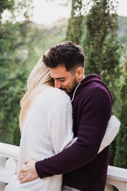 Couple in love standing in embrace