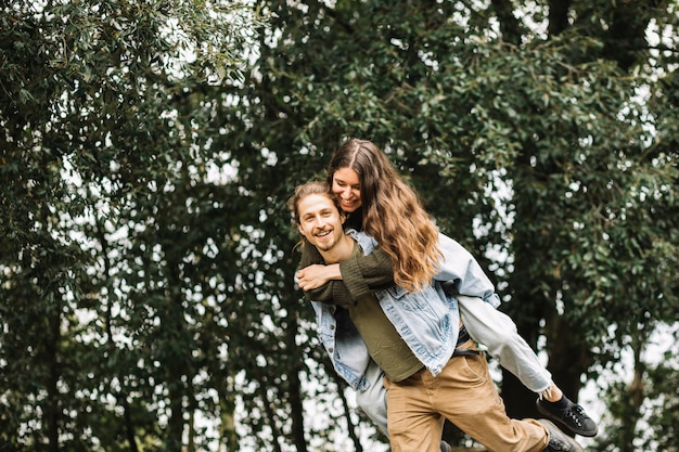 Couple in love together in nature