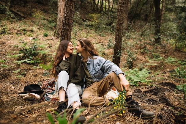 Couple in love together in nature