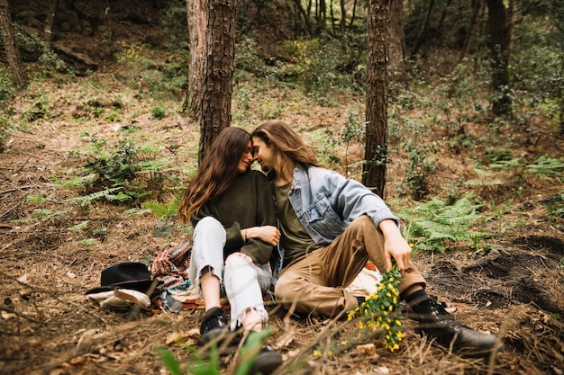 Free photo couple in love together in nature