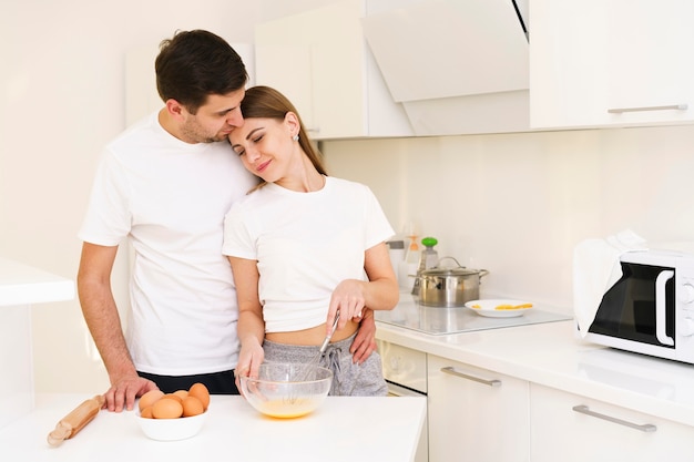 Couple making dough