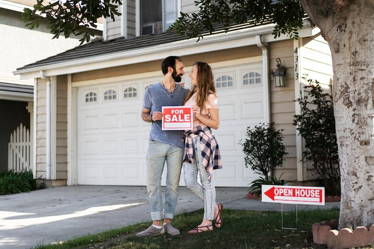 Free Photo couple moving in new house
