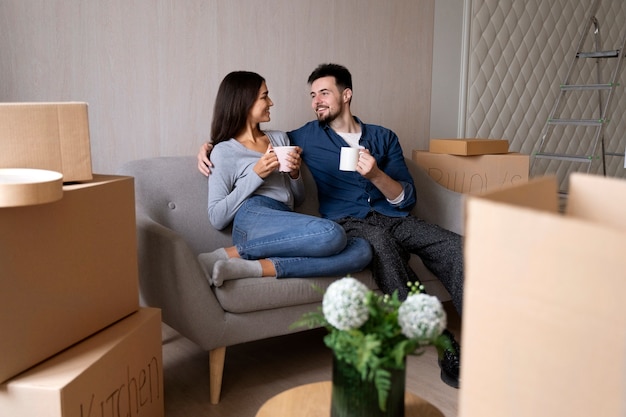 Free photo couple moving in their new home