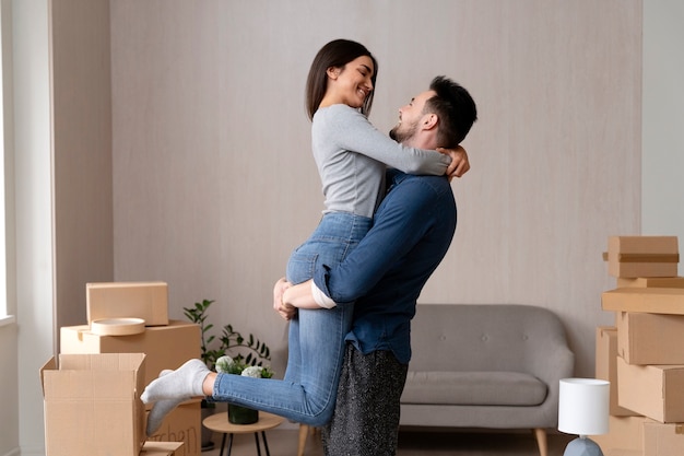 Couple moving in their new home