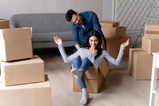 Couple moving in their new home